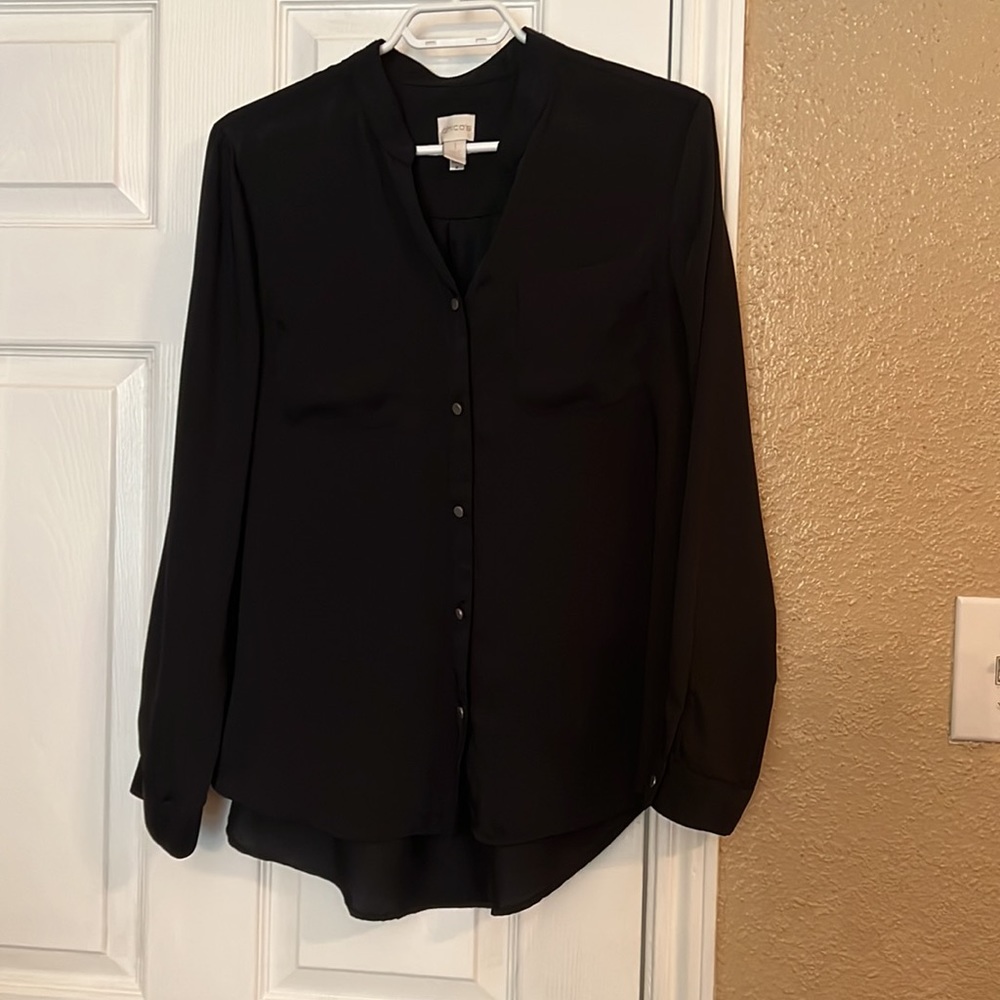 Chico’s Black Satin Blouse